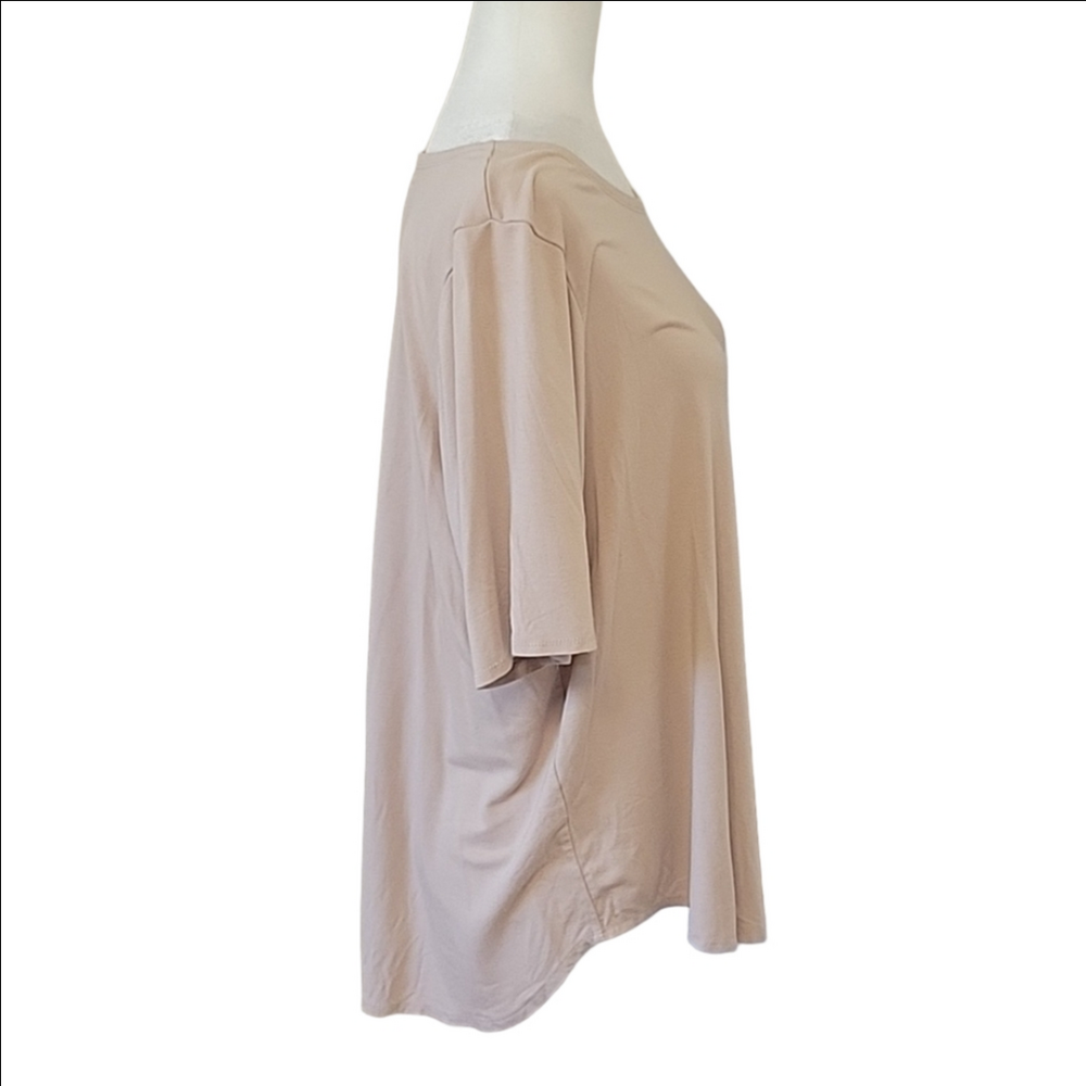 Tan stretchy longer short sleeve womens XL tunic tee longer length too! - Picture 4 of 6